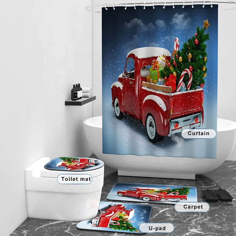 Bindi Wholesale Anti-skid Rugs 3d Design Bathroom Sets Waterproof Fabric 4 Pieces Polyester Shower Curtain Sets