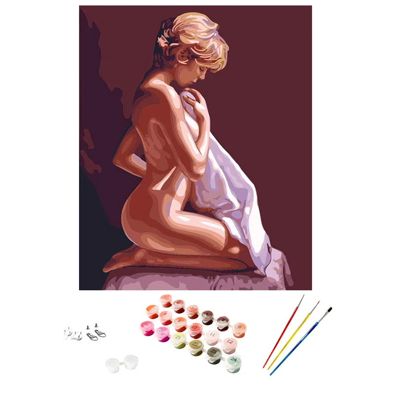 Wholesale Framed Naked Portrait Painting on Canvas Sexy Girl Painting and Wall Art Nude Painting by Numbers