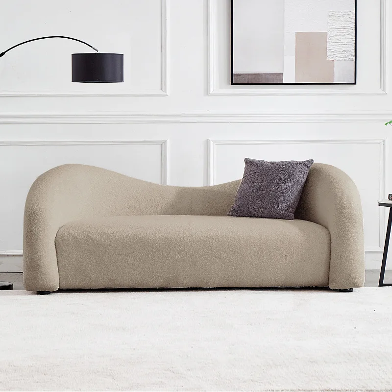 Nordic Fabric Lambswool boucle furniture White Leisure Chair lounge sofa recliner Accent Hotel Liivng Room sofa