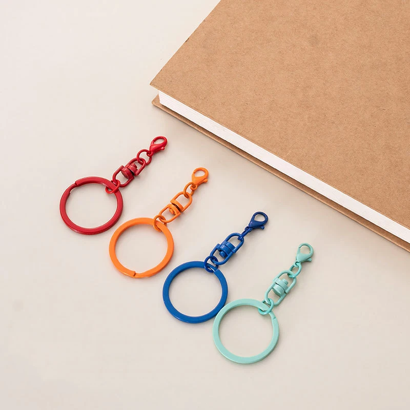 DIY Candy Color Keyring Connector Baking Paint Lobster Buckle Split Keychain Metal Key Chain Ring Accessories