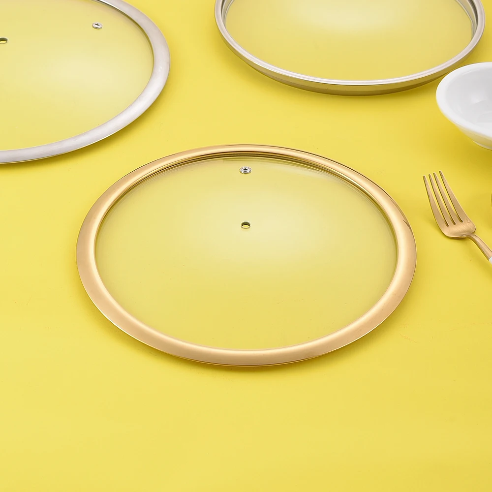 Unique Design Hot Sale Square Tempered Glass Pan Cover With Handle Aluminum Pan Oval Glass Cover