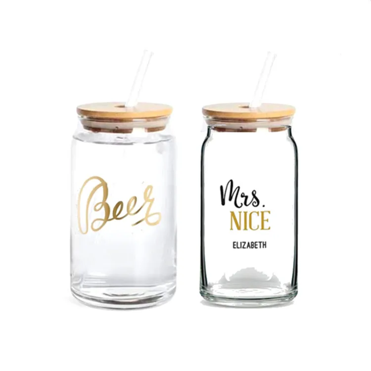 Competitive Price Can Lids Custom Logo Glass Beer Mug With Lid And Straw