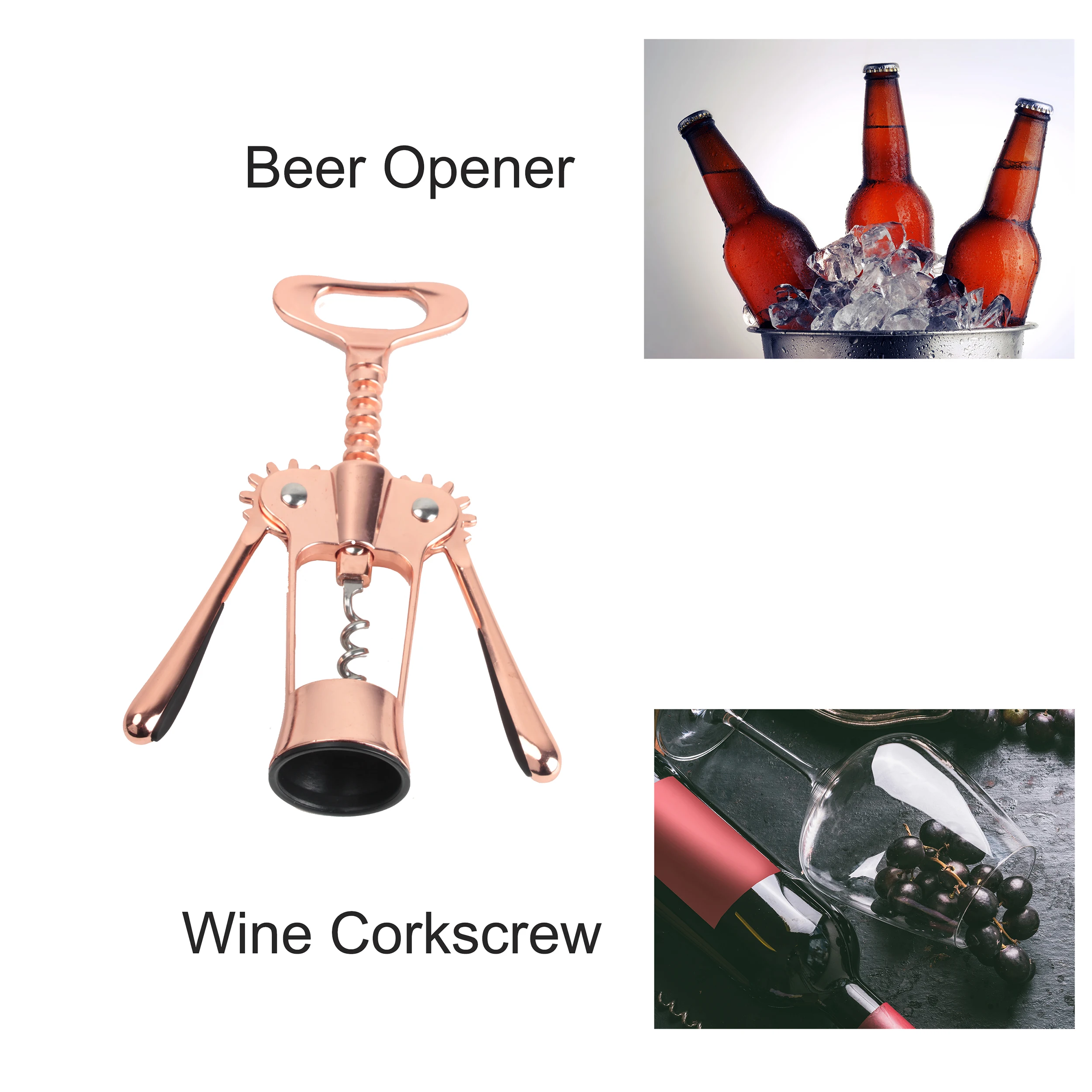 Professional Winged Aluminum Alloy with Rubber Handle Wine Opener Wing Corkscrew