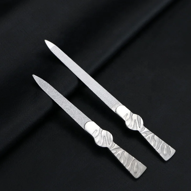 Лидер продаж, оптовая продажа, профессиональные инструменты для ногтей, двухсторонние Шлифовальные машинки для ногтей из нержавеющей стали, пилка для ногтей первичного цвета