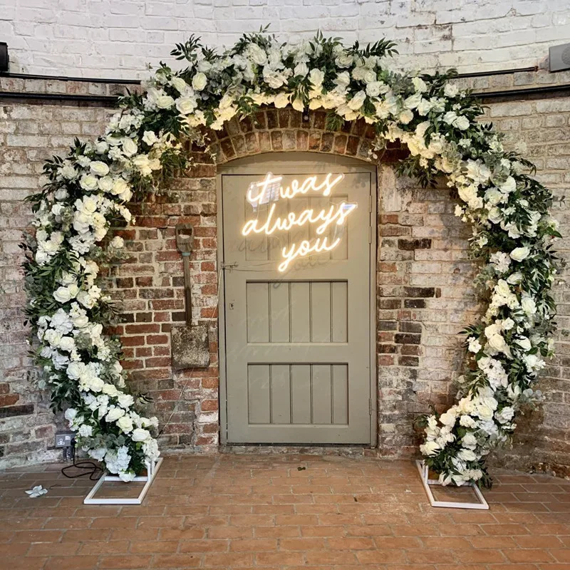 KCFA-085 Classical Ivory Decorative Flower Supplies Round Arch Stage Floral Frame Garden Backdrop Ceiling Wedding Entrance Decor