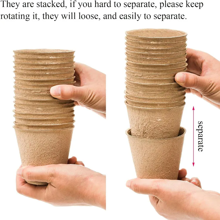 biodegradable paper pulp organic seeding pots for starting flowering plants herbs vegetables strawberries