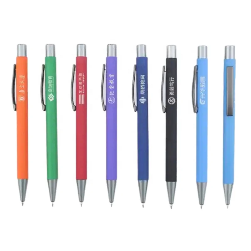 Anniversaries Custom Black Metal Pens Promotional Slim Metal Pen with Logo Printing Push Action Ballpoint Customize Gel Pens