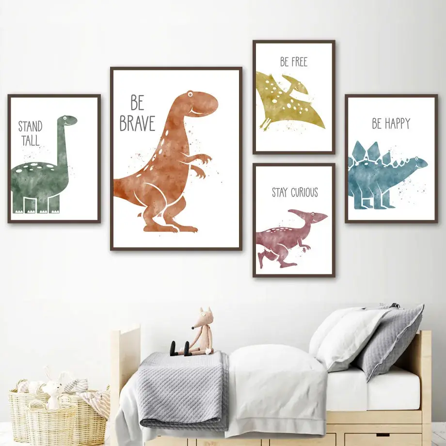 SQ baby room decor bedroom painting wall art dinosaur canvas prints cute animal nursery decor painting for child