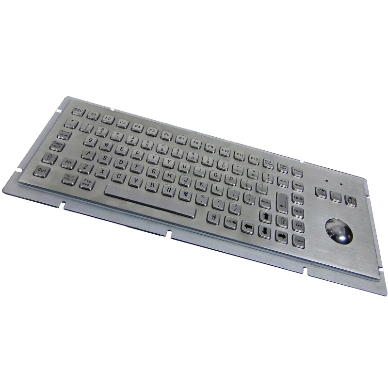 Industrial Keyboard Stainless Steel Metal Keyboard with Trackball Used for Kiosk