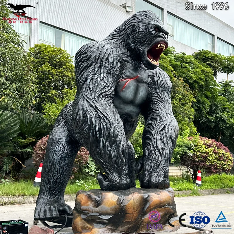 Animotronic Gorilla King Kong Realistic Simulation Animal Model Gorilla Statue Custom for Theme Park Display