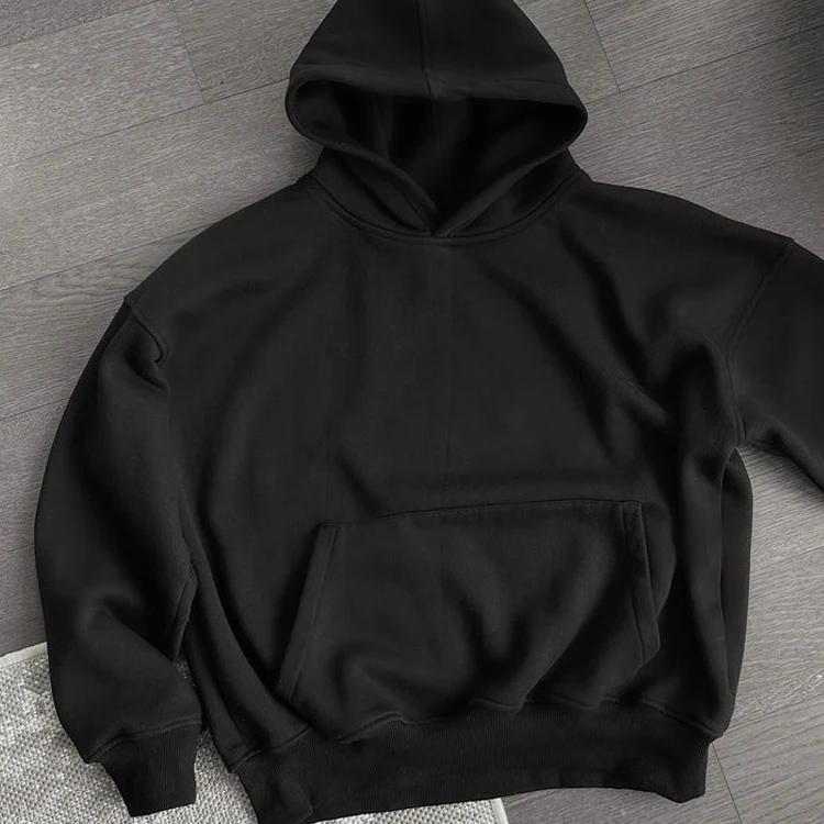 Oversized Mens Hoodies Heavyweight High Quality Streetwear 100% Cotton Fleece Drop Shoulder Plain Hoodie