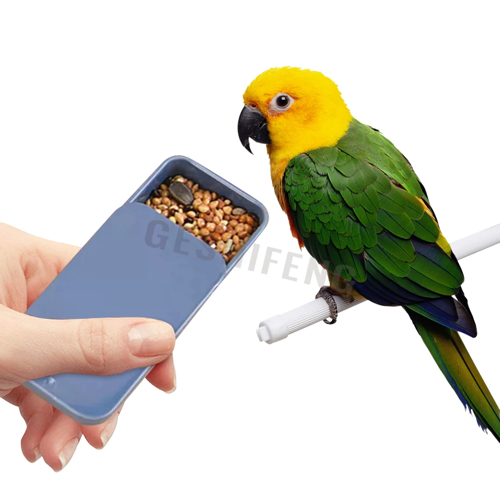 Metal Portable Pet Bird Feeder Outdoor Training Feeder For Parrots Finches Budgies Hand Held Bird Dispenser Seed