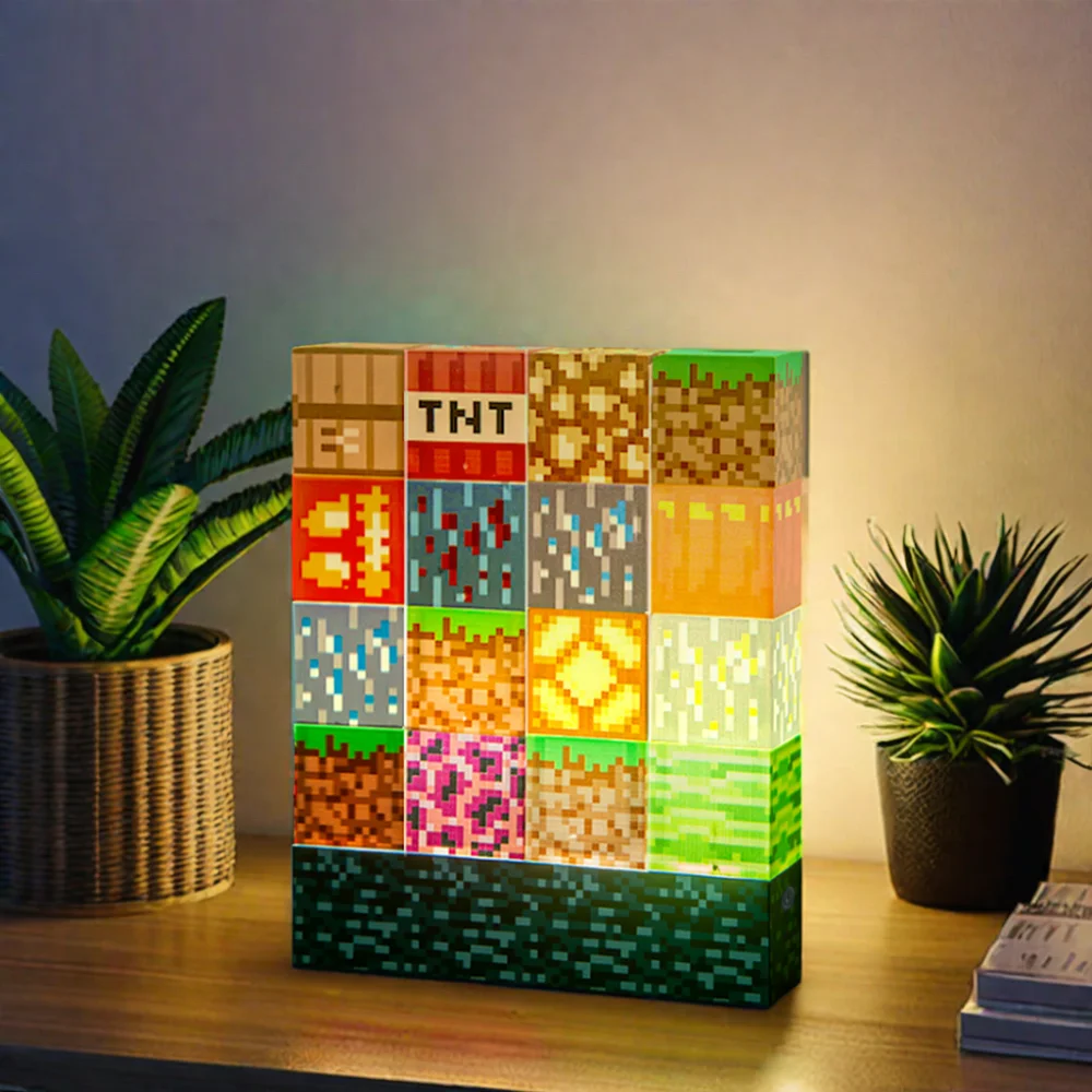 ICARER FAMILY  Square Stitching Lamp 16 Pieces Building Block Cute Night Light