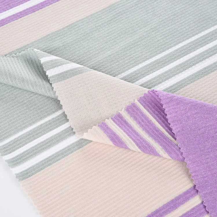 Anti-Static Jacquard Stripe Yarn-Dyed Fabric 47.5% Cotton 23.5% Viscose 24% Polyester 5% Spandex Knit Fabric For Polo Shirt