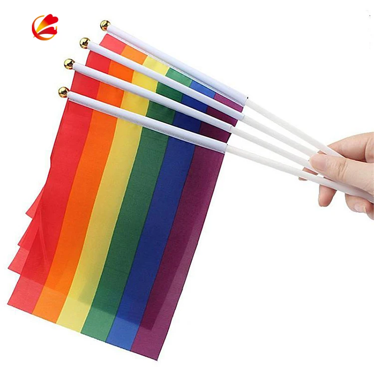 Rainbow Cheap Price Attractive Color Customize Size Hand Flag