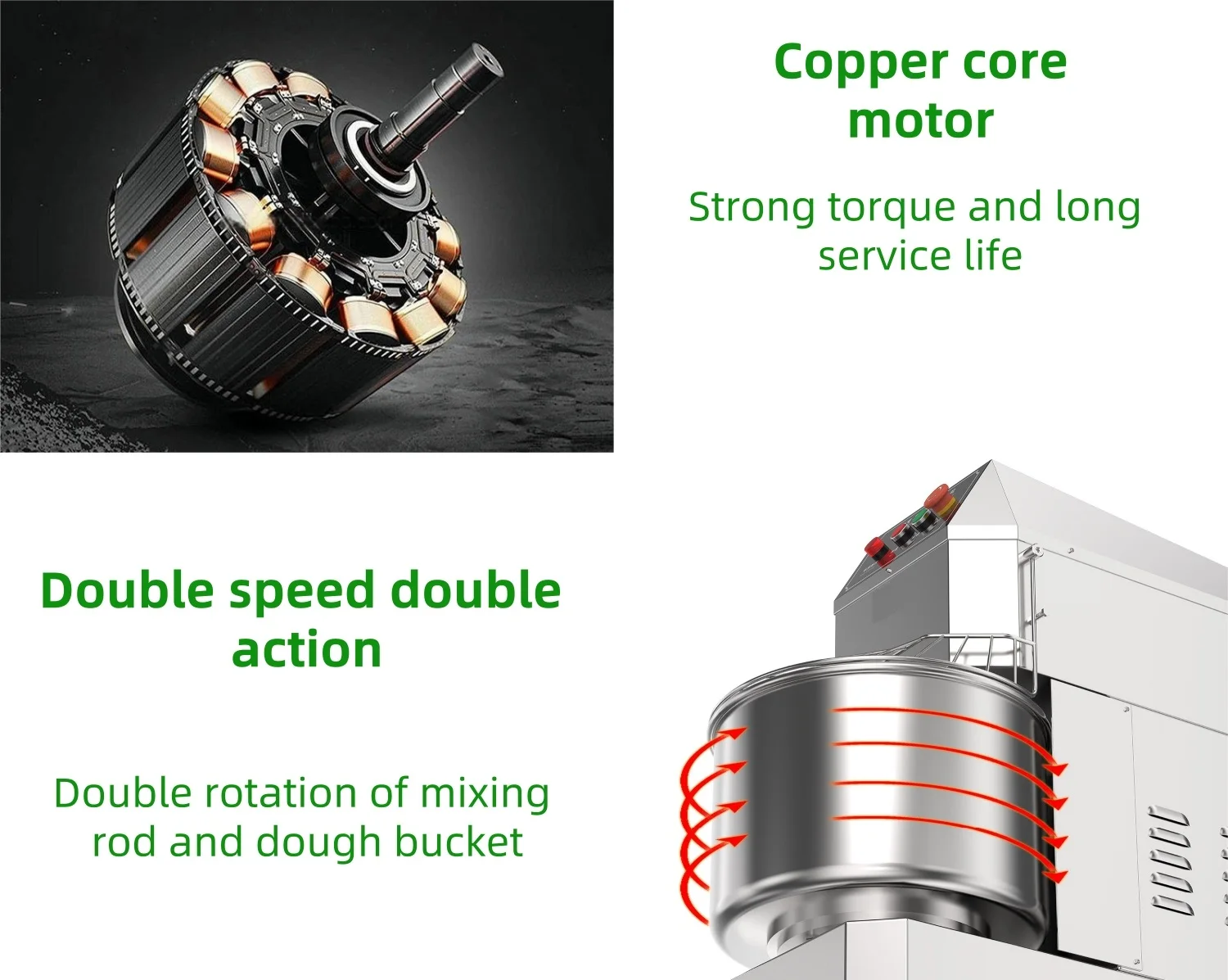 Double Action Double Speed Spiral Dough Mixer Micro-panel Spiral Dough Mixer bread dough kneading machines