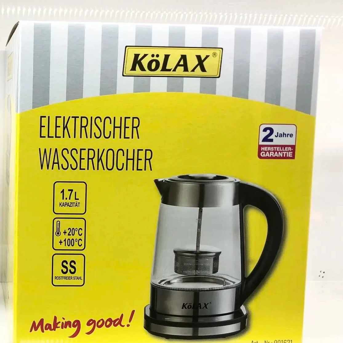 Kolax 1.7L smart glass dual use of boiling water and steaming tea digital temperature control kettle