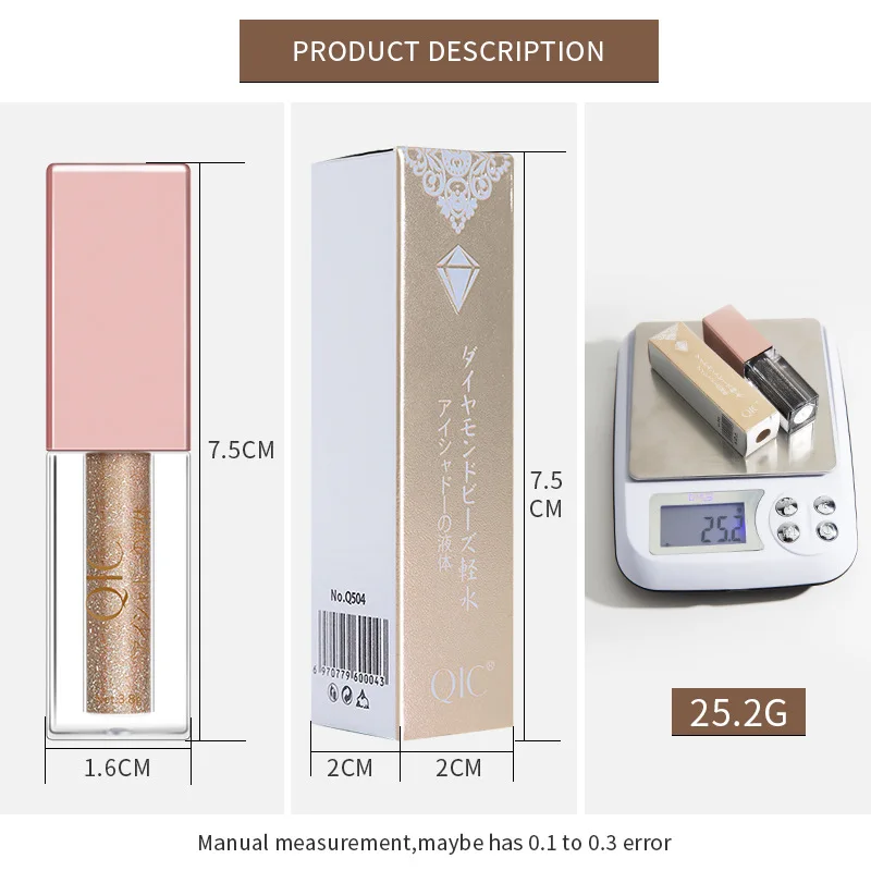 Beauty Monochrome Pearl Liquid Eye Shadow with Big Sequins Highlight Cosmetics