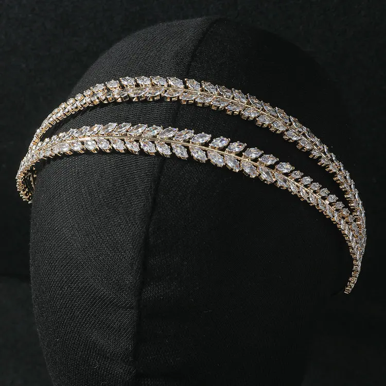Factory directly sales summer new zircon hairband Amazon cross-border explosive gold and silver headband wedding tiara