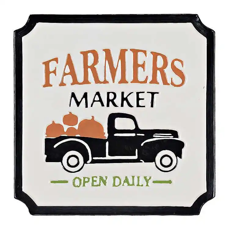 
Vintage Farmers Market Truck Wall Plaque Enamel Decoration 