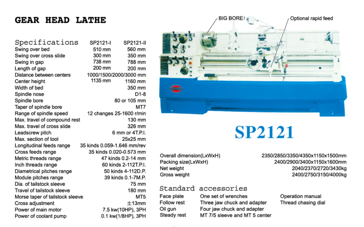Torno Lathe C6251 C6256 Universal Metal 3000mm Proxxon Lathe Optimum Machine Price Manual SP2121 Sumore