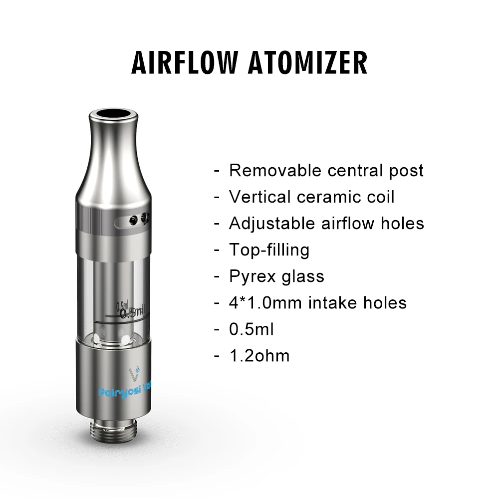
PAIRYOSI Best Selling Ceramic Coil Vape Pen Cartridge 0.5/1.0ml CBD Atomizer Adjustable Air Flow Glass Cartridges 