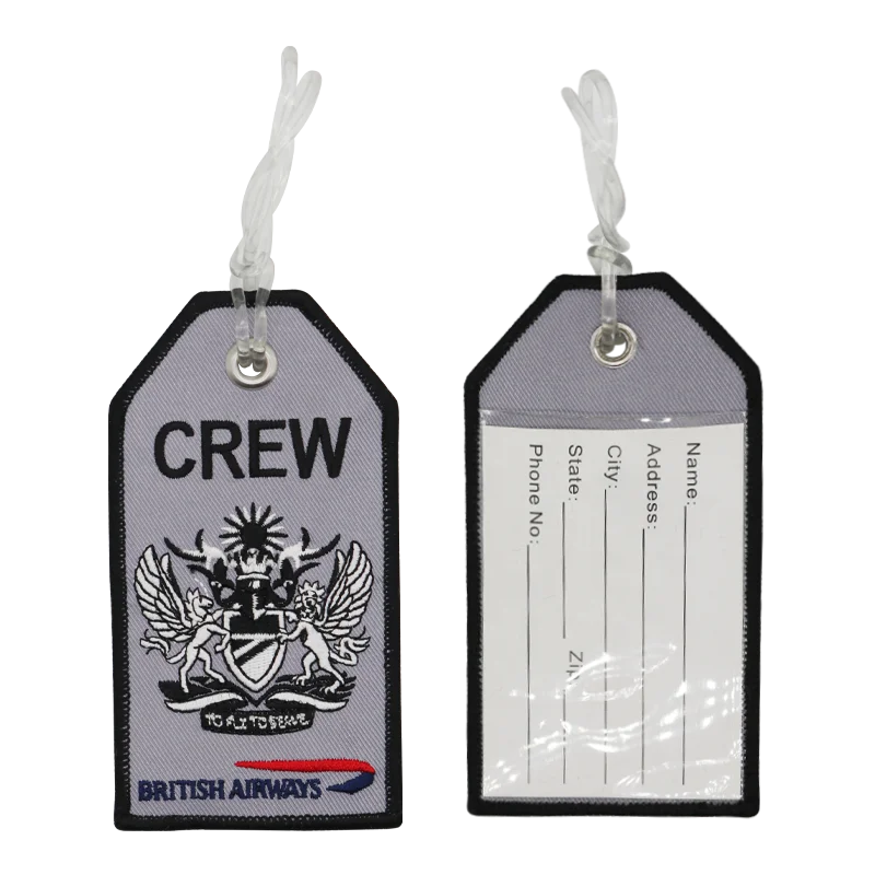 Custom Made Logo Branded Traveller Embroidered Luggage Tags Personalized Modern Embroidery Designs Luggage Suitcase Bag Tag