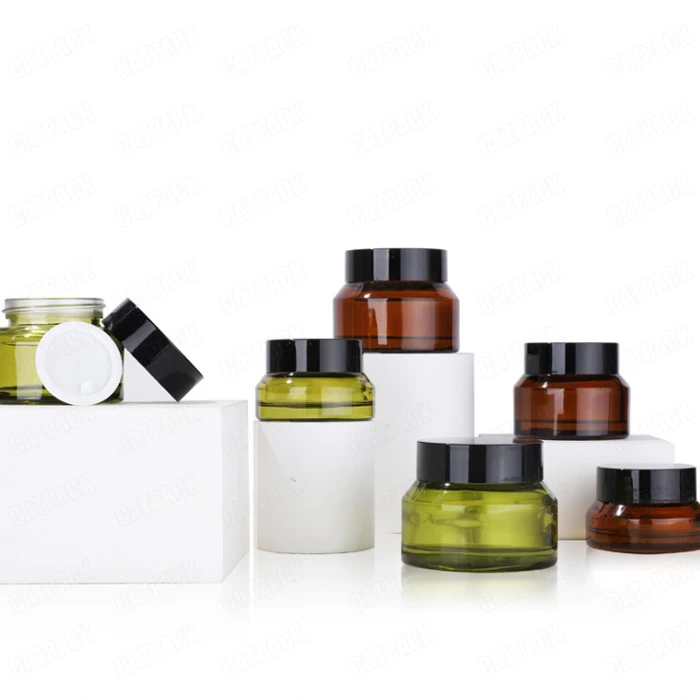15g 30g 50g Slant Glass Jar Inclined Slope Shoulder Cream Container Cosmetics Empty Matte Frosted Amber Black Glass Cream Jar