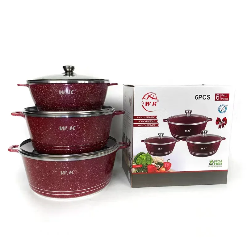 Home Kitchenware 6pcs Sets Soup Cooking Sauce Cooking Japandi 32-36-43cm Huge Steaming Soup Pot Casserole
