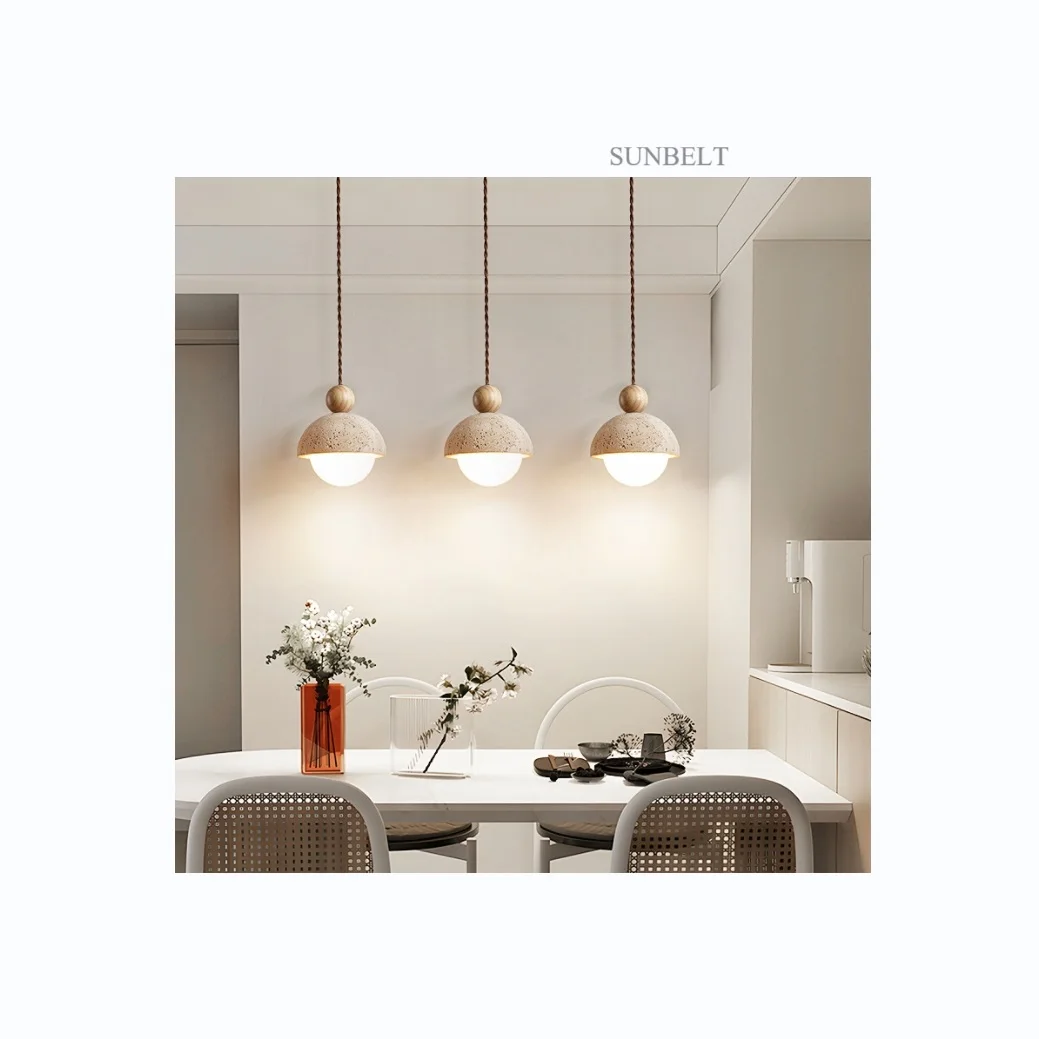 D2113 natural travertine original designed dining room decorative lamps lights for home Zhongshan light factory manufacturer.