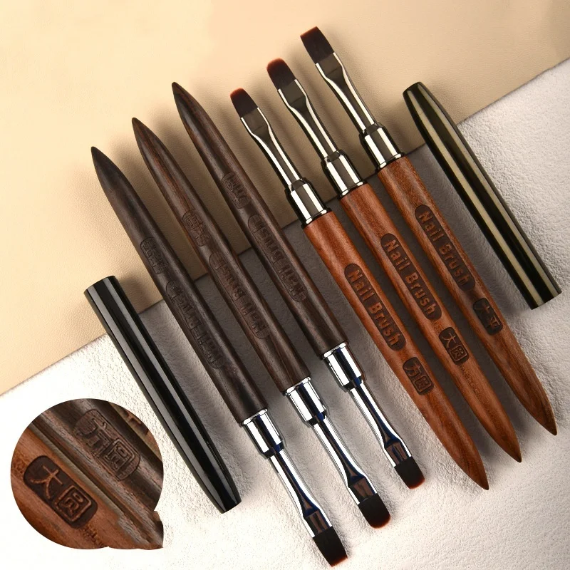 Nail Brush High Quality Wholesale Nylon Hair Sandalwood Handle Nail Art Printing Drawing DIY 3 Types of the Head