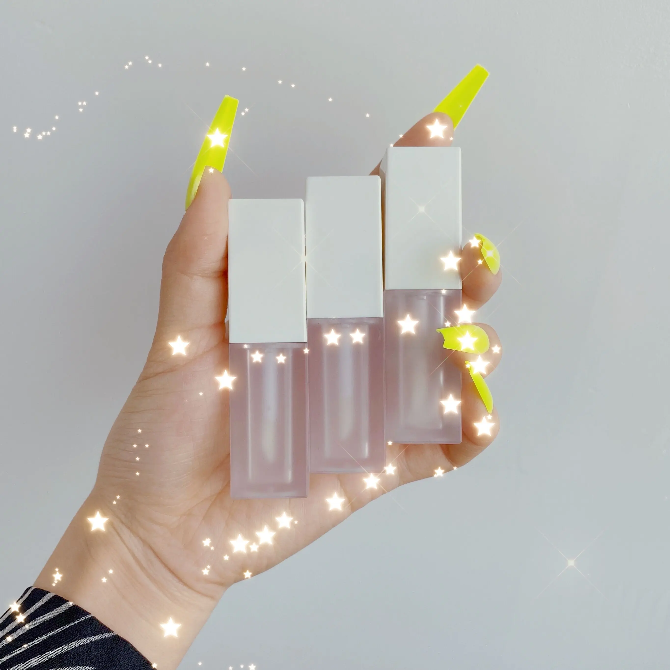 Private Label White Top Lipgloss Tube Container Eco Friendly Empty Chunky 5ml Mini Frosted Wide White lid Square Lip Gloss Tubes