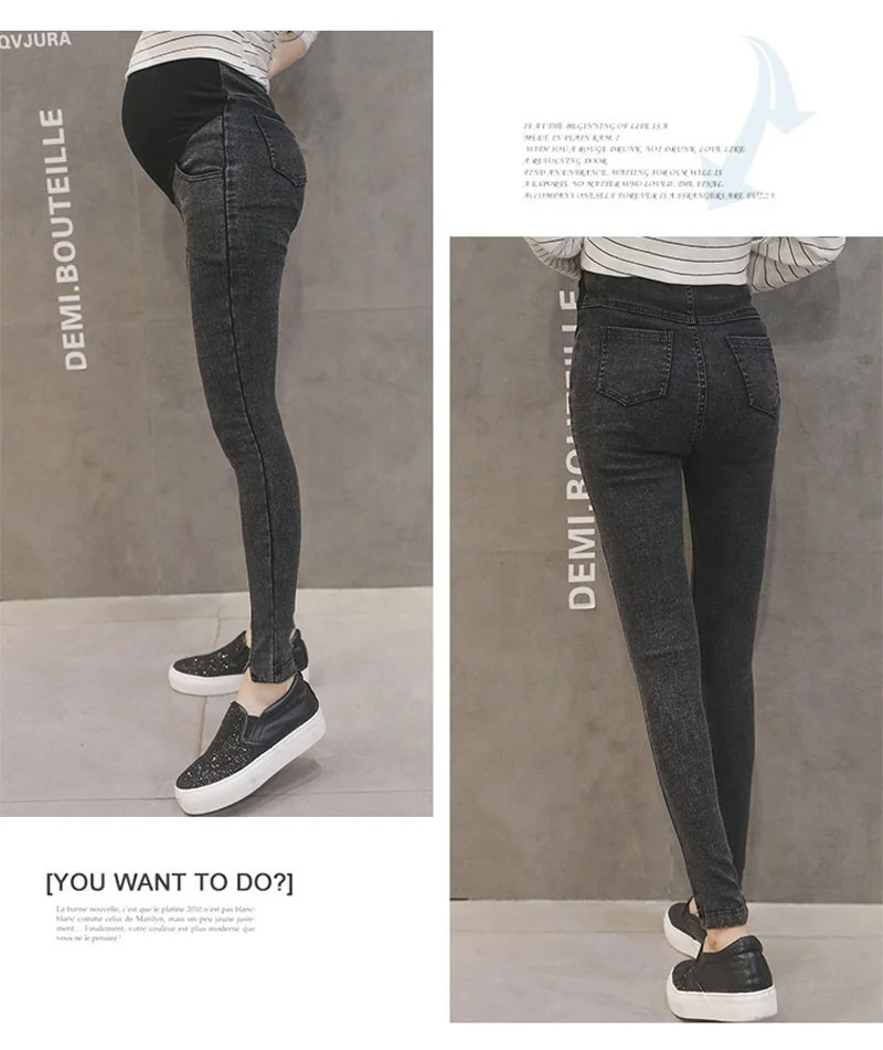 
Trousers For Pregnant Women Clothes Elastic Waist Maternity Pants Abdominal Pregnancy Jeans Stretch Leggings Clothing 