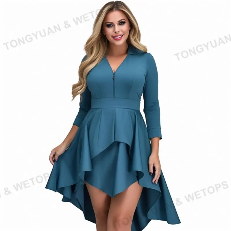 2024 Hot Sale  Elegant Casual Plus Size Dress Blouse Peplum Office Dress Plus Size Maxi Dresses Women