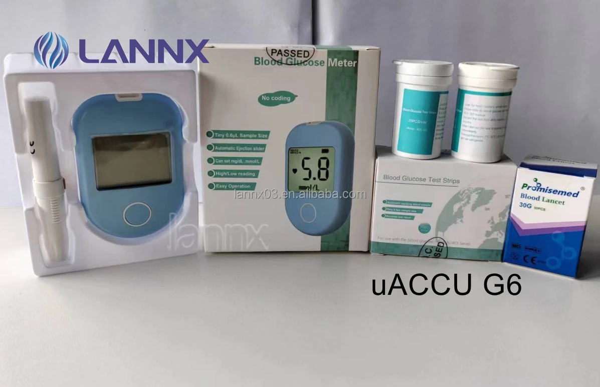 LANNX uACCU G6 Custom Diabetes products Digital Blood Glucose Meter with glucose Test strips Blood Glucose Monitoring Meter