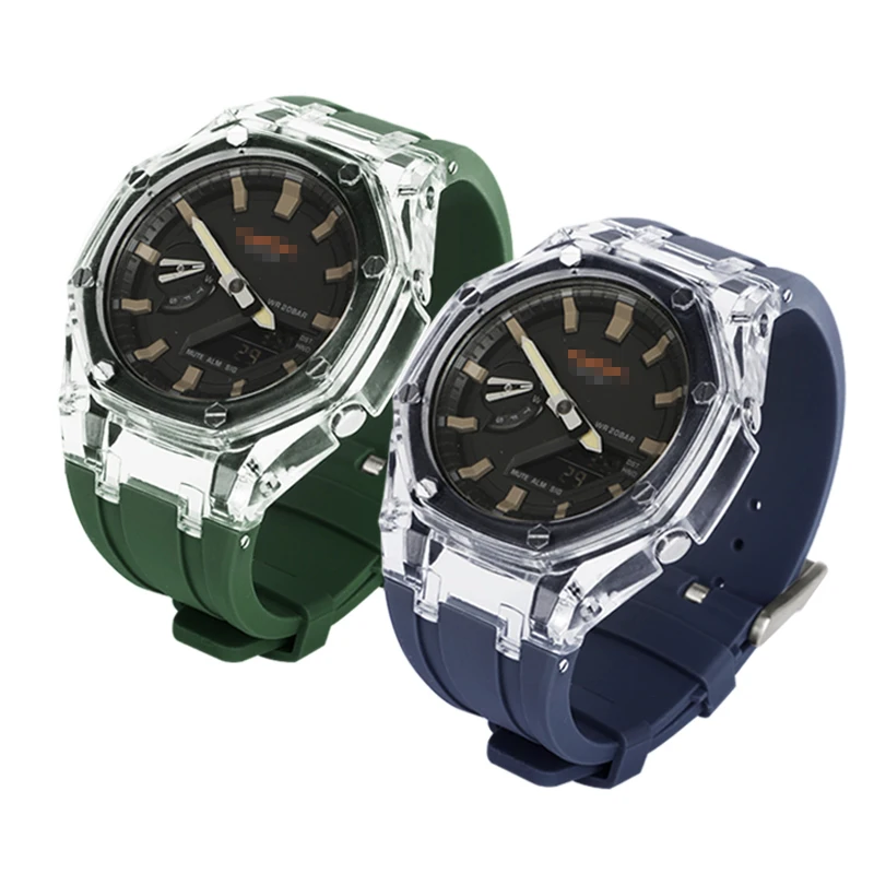 Новое поступление GSHOCK GA-2100 каучуковый ремешок прозрачные часы чехол рамка для модификации