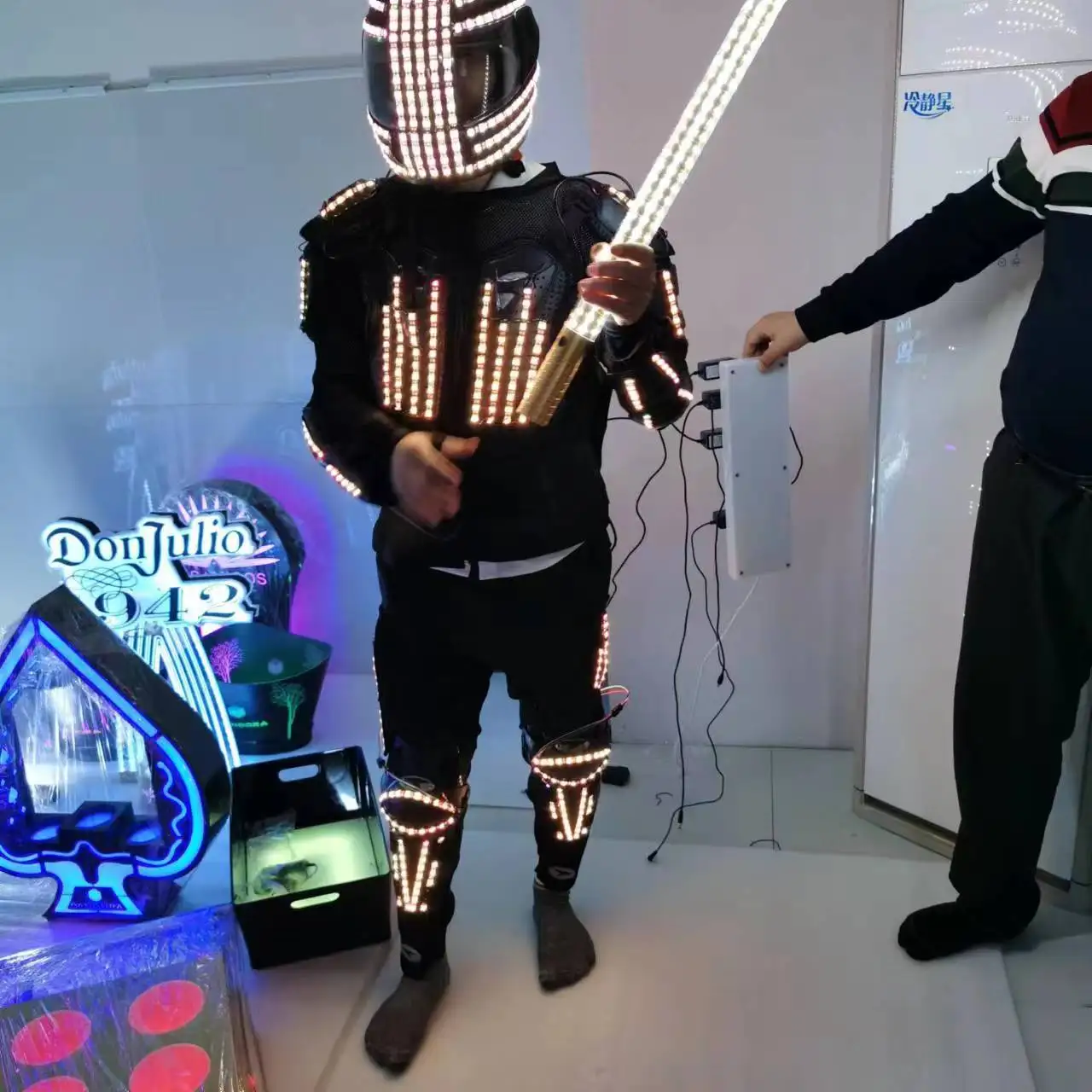 New Arrival colorful LED Robot Costume Night Clubs Partyled clothing Light Suits LED Robot Suit Robot dance wear