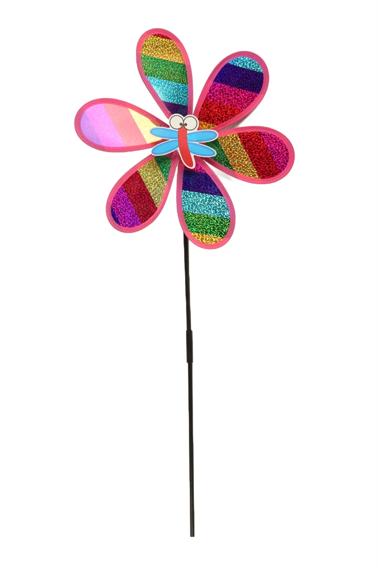 Single-layer glitter toy classic windmill hand-held small sequin windmill plastic sequin insect windmill