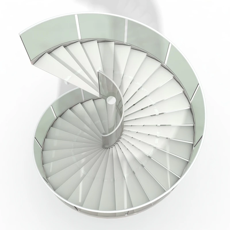 Fancy Indoor Glass Railing Spiral Stairs Designs With 12mm tempered Glass  Comply  With Amerian Building code