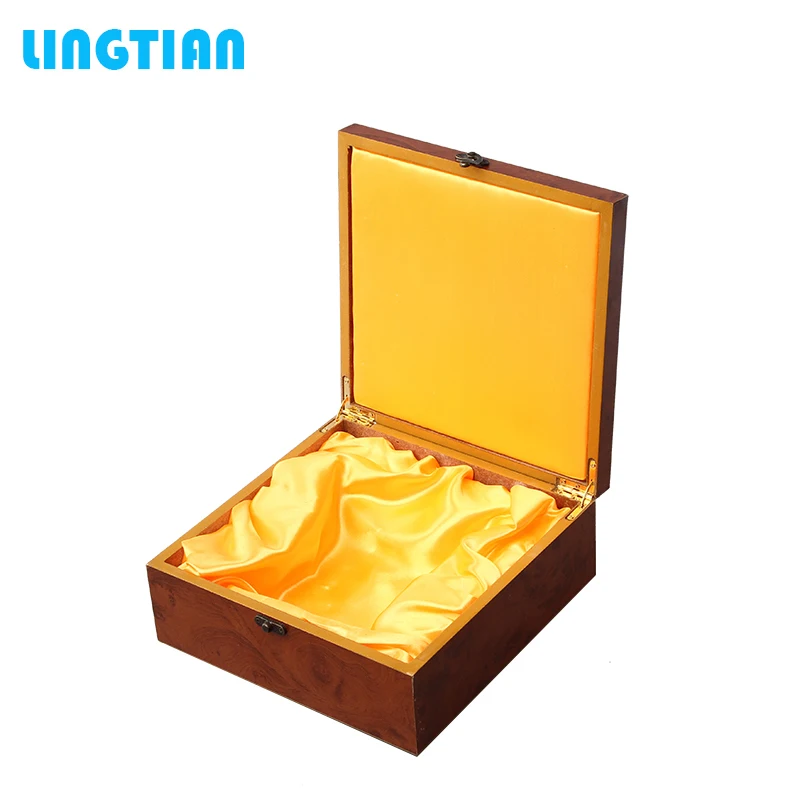 Luxury Satin Fabric Gift Packing MDF Wine Wooden Box