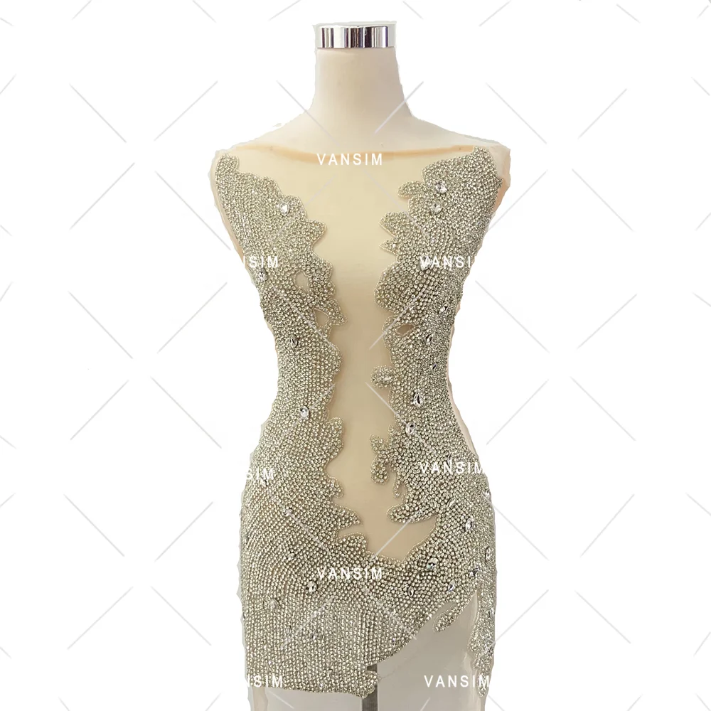 New wholesale rhinestone bodice  applique crystal panel  wedding evening party bridal dress patch