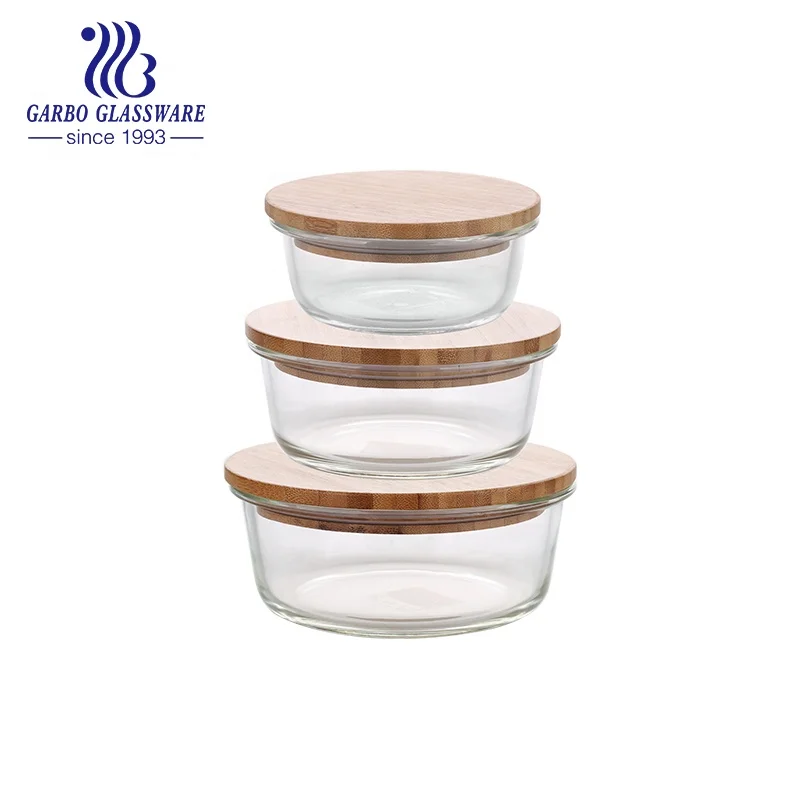 factory glass food storage container with bamboo lid Fruit Square Salad Vegetable Bowl glass lunch box borosilicate Bento