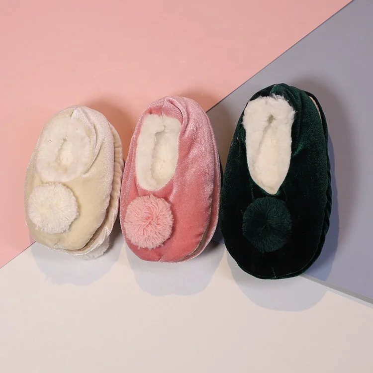 
Winter Cute Ball Couple thick Warm women Indoor Home slippers High Boots Plush Floor Socks 