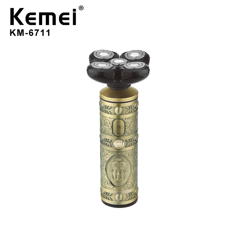 Afeitadora Electrica машинка для стрижки бороды и усов; Kemei Km-6711 зарядным устройством Usb, Мужской бритвы с пятью лезвиями моющийся Afeitadora электрическая бритва для мужчин