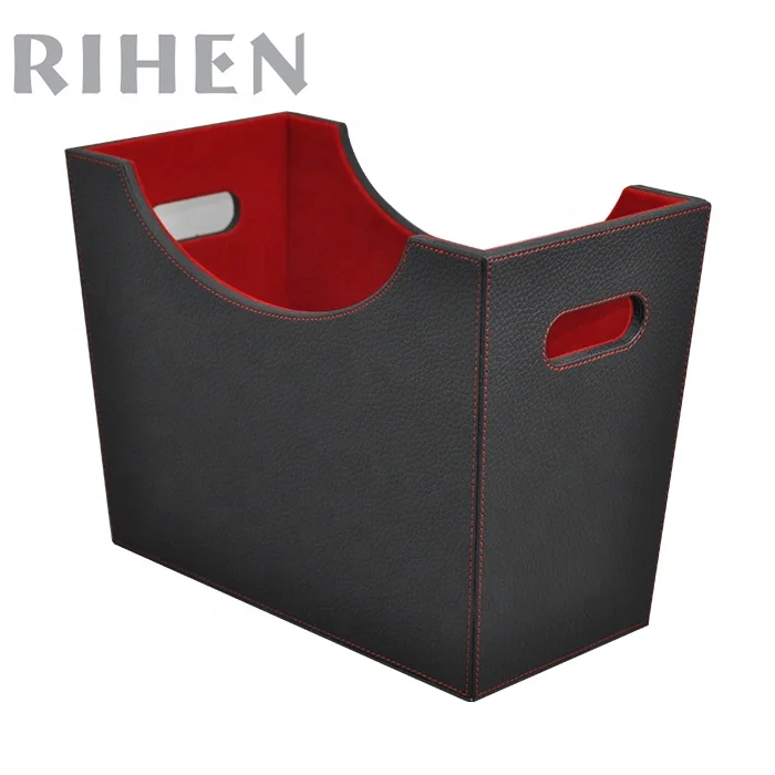 Factory Wholesale Home Office Desktop Magazine Rack with Handle Bookshelf Organizer with Gold Hardware for Desktop