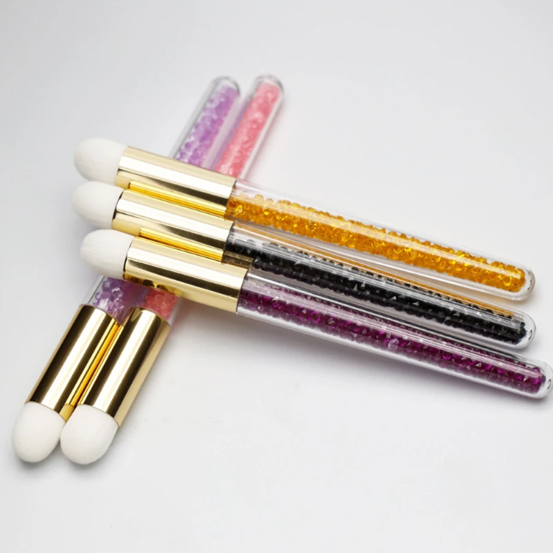Green Blue Black Crystal Diamond Eyelash Extension Clean Brush Blugreen Glitter Bling Handle Makeup Brushes With Gemstone