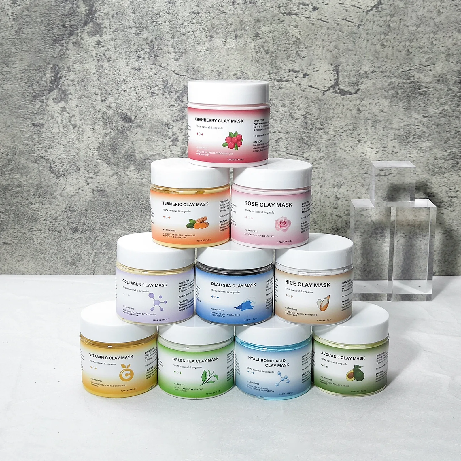 Clay Face Mask With Hyaluronic Acid Clarifying Skin Improve Skin Elasticity Moisturizing 120g Clay Facial Mask