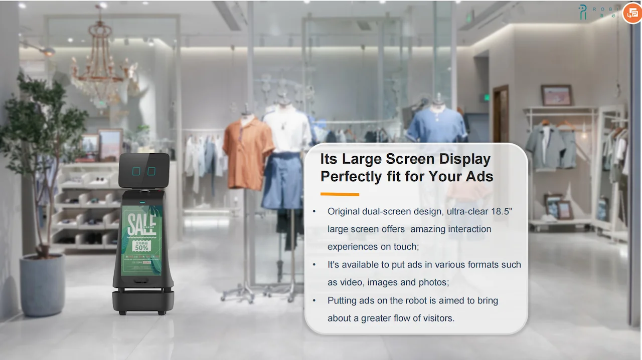 China high-tech advertising display intelligent robot guiding humanoid AI reception robot for restaurant hotel mall