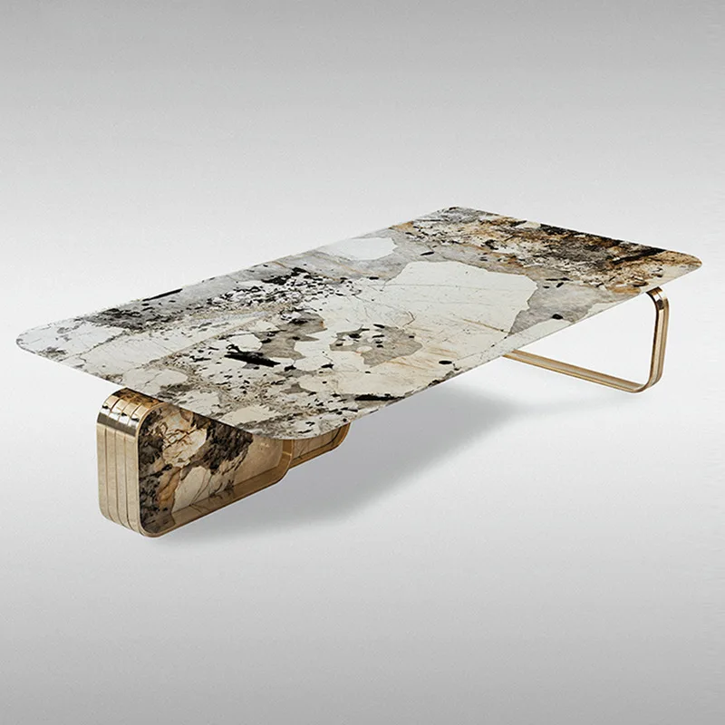 Modern Ceramic Top coffee table with stainless steel legs rectangle coffee table