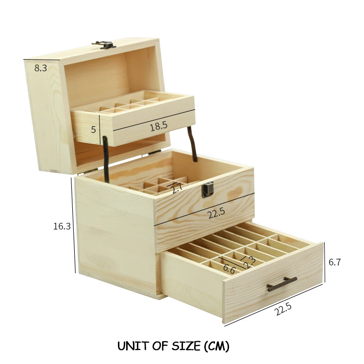 
Customizable Hot Selling Creative Handmade Wooden Essential Oil Storage Box With Partition 